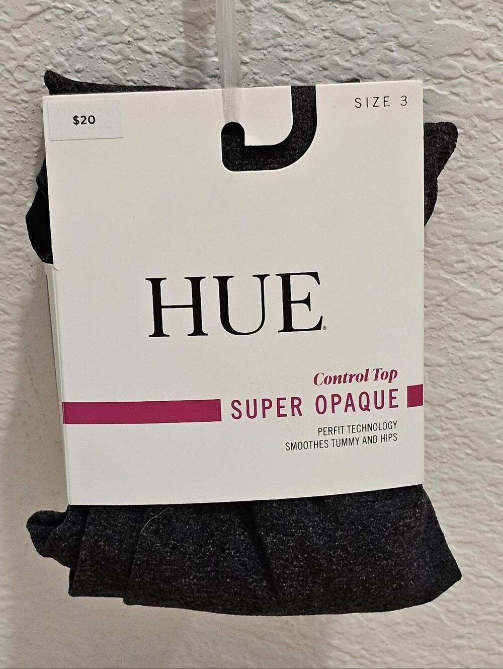NIP HUE Super Opaque Tights Control Top Black Size 3